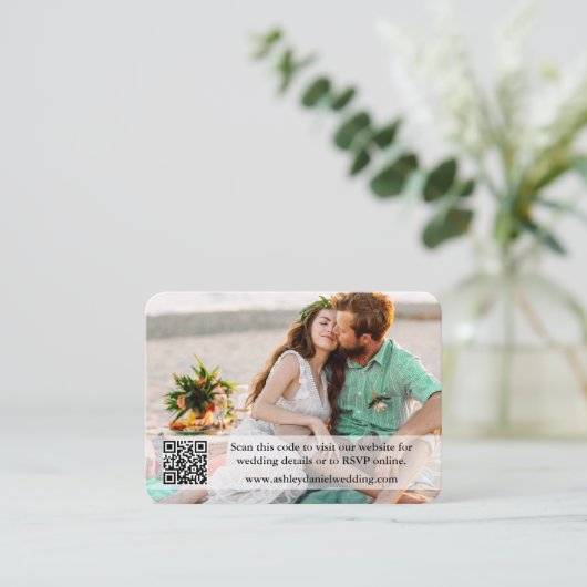 Bieden Website QR Overlay Foto Neo Mint Green Informatiekaartje (Staand voorkant)