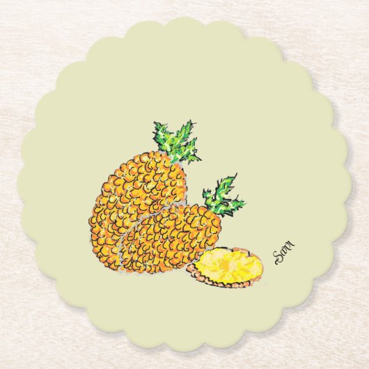 Biedermeier : Ananas Kartonnen Onderzetters (Voorkant)