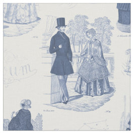 Biedermeier Blue en White  French Toile Stof