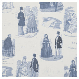 Biedermeier Blue en White  French Toile Stof