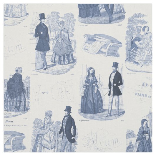 Biedermeier Blue en White  French Toile Stof (Swatch)