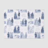 Biedermeier Blue Toile Elegant Mode Tissuepapier (Voorkant)
