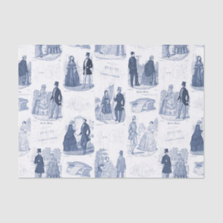 Biedermeier Blue Toile Elegant  Mode Tissuepapier