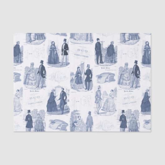 Biedermeier Blue Toile Elegant  Mode Tissuepapier