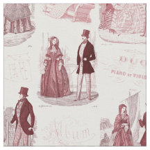 Biedermeier Red en White French Toile