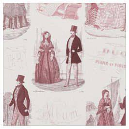 Biedermeier Red en White  French Toile Stof