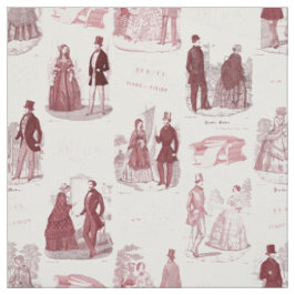 Biedermeier Red en White  French Toile Stof