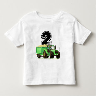 Biedt 2e verjaardag aangepaste groene tractor kinder shirts