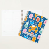 Biedt een blauw videogame zonder naadloos patroon planner (Display)