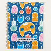 Biedt een blauw videogame zonder naadloos patroon planner (Voorkant)