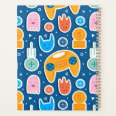 Biedt een blauw videogame zonder naadloos patroon planner (Achterkant)