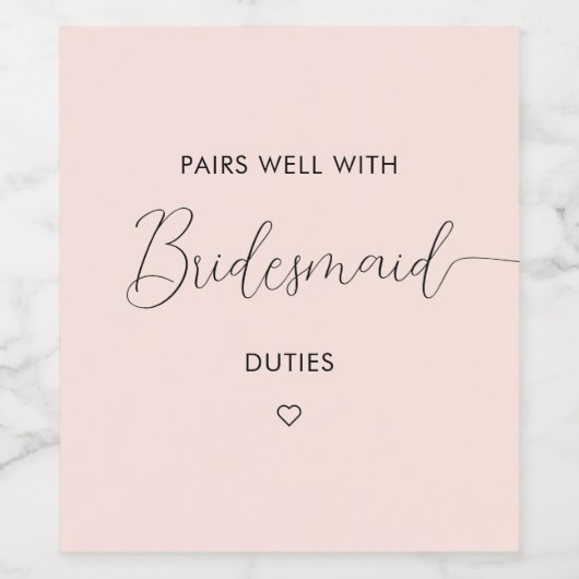 Biedt een goed parcours met een bridesmaïde ontwer wijn etiket (Enkel label)