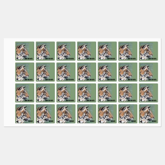 Biedt ijzer op waslabels, tijger en NAAM Labels (Vel)