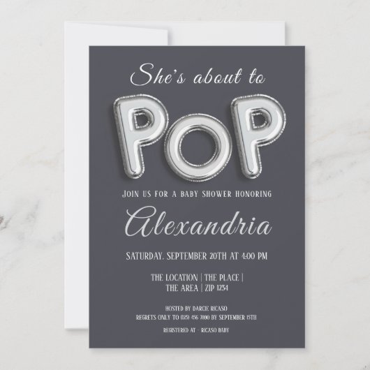 Biedt informatie over Pop (zilver) Baby shower Uni Kaart (Voorkant)