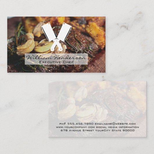 Biefstuk en champignons | slagersmessen visitekaartje (Voorkant / Achterkant)