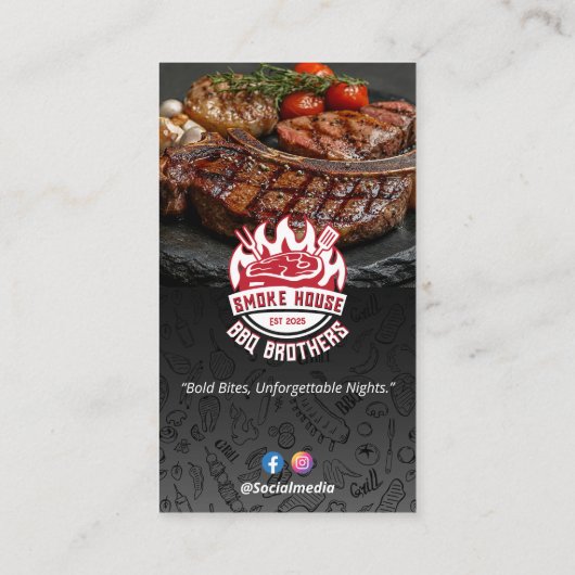 biefstuk | Minimalistische donkere barcode Visitekaartje (Achterkant)