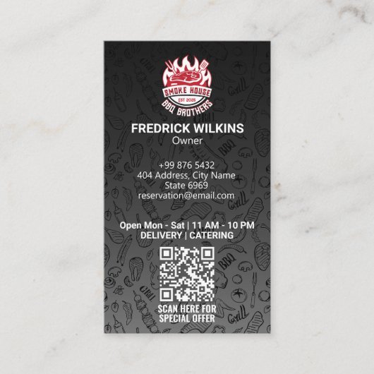 biefstuk | Minimalistische donkere barcode Visitekaartje (Voorkant)