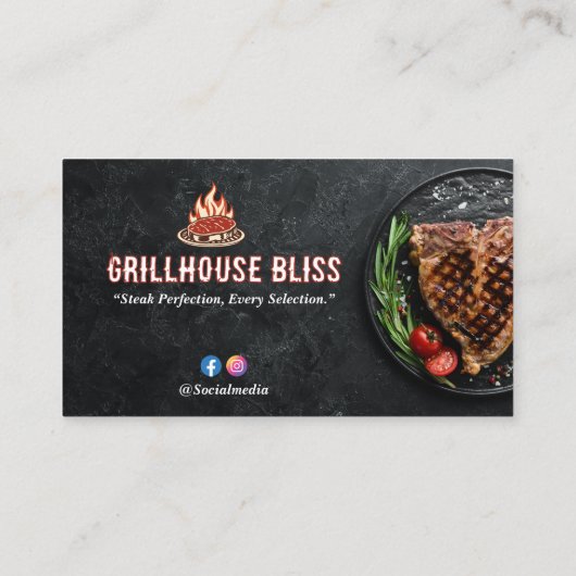 biefstuk | minimalistische donkere wand visitekaartje (Achterkant)