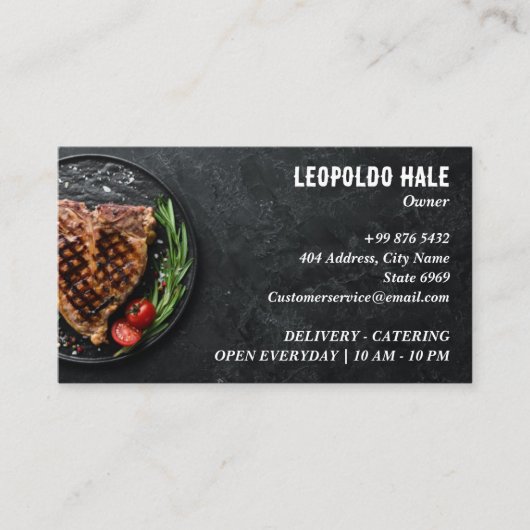 biefstuk | minimalistische donkere wand visitekaartje (Voorkant)