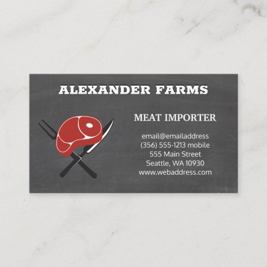 biefstuk serveergerei | schoolbord visitekaartje (Voorkant)