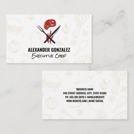 biefstuk | Voedselpictogrammen Visitekaartje (Voorkant / Achterkant)