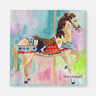 Biege Carousel Horse Magneet