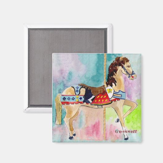 Biege Carrousel Paard Magneet (Voorkant / Achterkant)