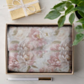 Biege en roze bloem shabby chic tissuepapier (Geschenk)
