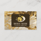 Biege Goud Bruin Marmer Maid Schoonmaak Diensten Visitekaartje (Achterkant)