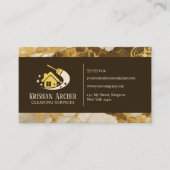 Biege Goud Bruin Marmer Maid Schoonmaak Diensten Visitekaartje (Voorkant)