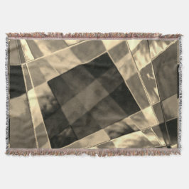 Biege of bruine hellende vierkanten en rechthoeken deken