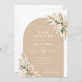 Biege Pampas Grass Baby shower Invitation Kaart (Voorkant / Achterkant)