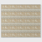 Biege & White Nordic Style Winter Reindeer Cadeaupapier (Vlak)