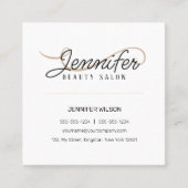 Biege Wit Roze Schoonheidssalon Estheticus Vierkante Visitekaartje (Voorkant)