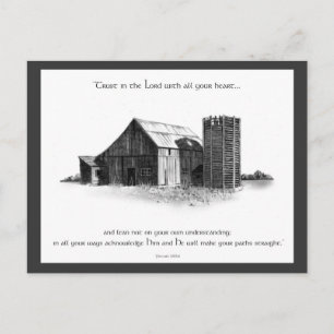 BIEL: PROVERBS: OUDE BARN, PENCIL DRAWING BRIEFKAART