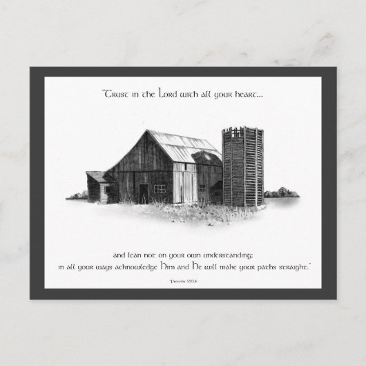 BIEL: PROVERBS: OUDE BARN, PENCIL DRAWING BRIEFKAART (Voorkant)