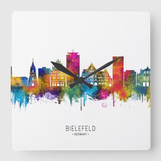 Bielefeld Duitsland Skyline Vierkante Klok (Voorkant)