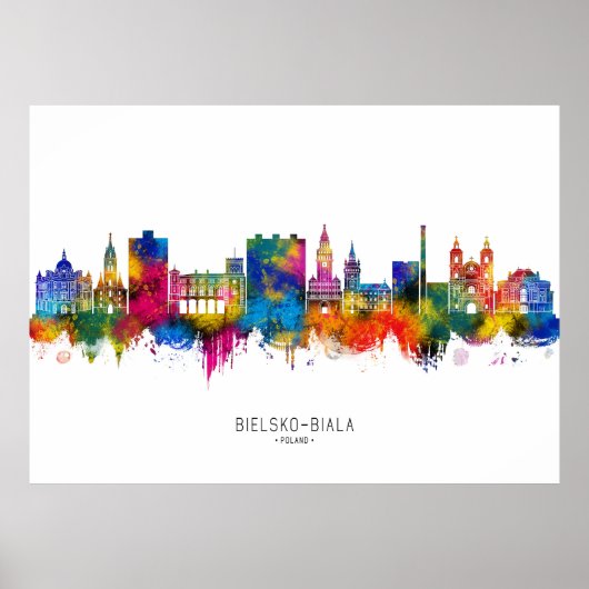 Bielsko-Biala Polen Silhouet Poster (Voorkant)