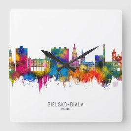 Bielsko-Biala Polen Skyline Vierkante Klok