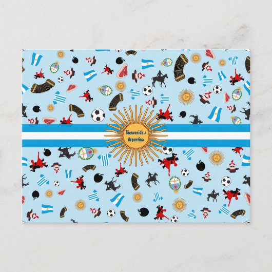Bienvenido a Argentina beroemde voorwerpen uit Arg Briefkaart (Voorkant)