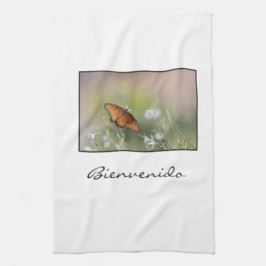 bienvenido (welkom) Koningin-vlinder Theedoek (Verticaal)