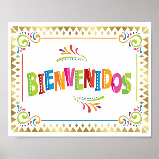 BIENVENIDOS Fiesta Party Sign Print (Voorkant)