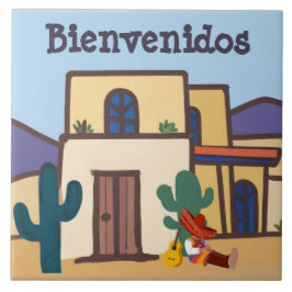  Bienvenidos Mexican Desert Adobe Home Welcome Tegeltje