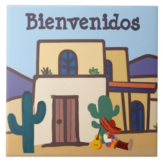  Bienvenidos Mexican Desert Adobe Home Welcome Tegeltje (Voorkant)