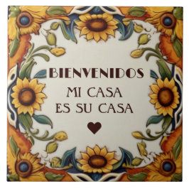 Bienvenidos Mi Casa Es Su Casa Sunflowers Floral Tegeltje