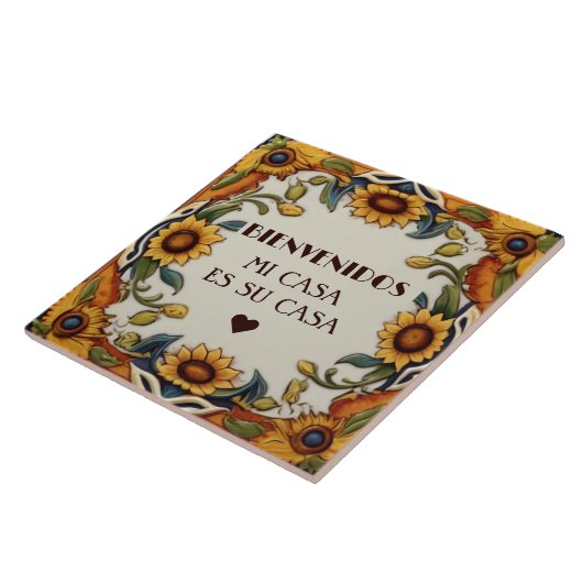 Bienvenidos Mi Casa Es Su Casa Sunflowers Floral Tegeltje (Zijkant)
