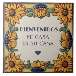 Bienvenidos Mi Casa Es Su Casa Sunflowers Plaque Tegeltje