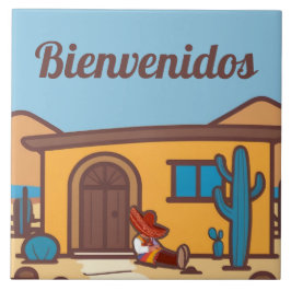  Bienvenidos Southwestern Adobe Home Welcome Sign Tegeltje