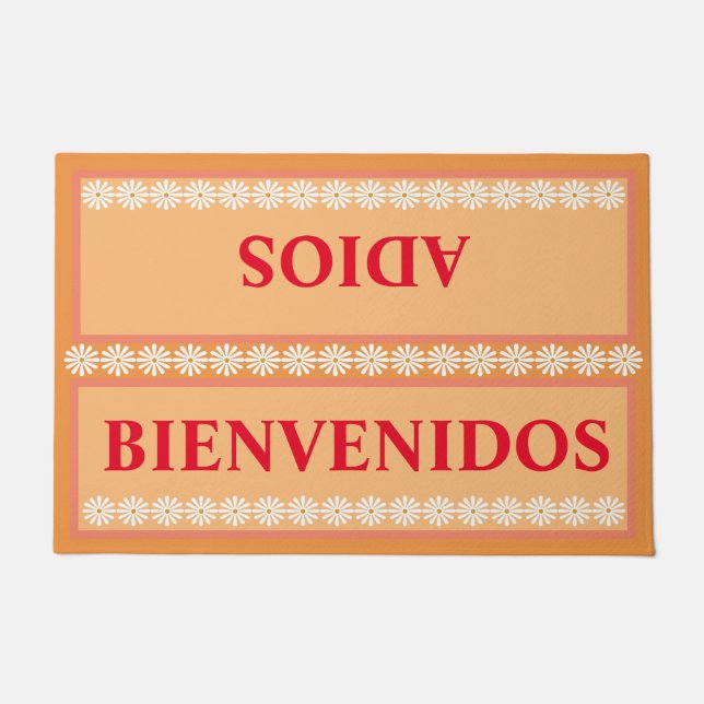 Bienvenidos welkom Adios Afscheid Spaans Deurmat (Voorkant)