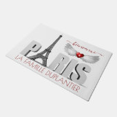 Bienvenue à Paris Eiffel Tower Heart Angel Wings Deurmat (Schuin)